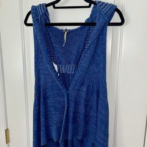 Beautiful and cozy cobalt blue FREE PEOPLE knit sweater cardigan vest